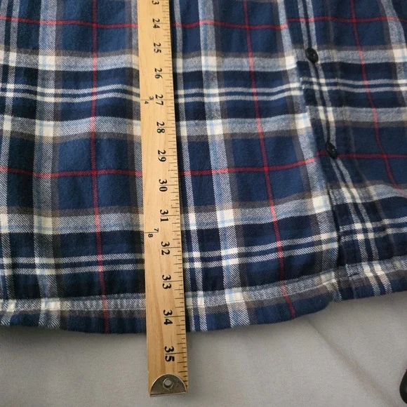 LL Bean Men Blue Plaid Button Fleece Lined Flannel Shirt Jacket Size XLT TALL - Picture 6 of 6